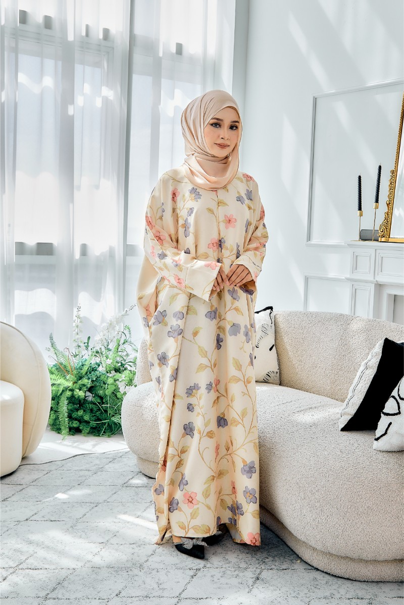 KAFTAN AISHA - CREAM FLOWER (KA06)
